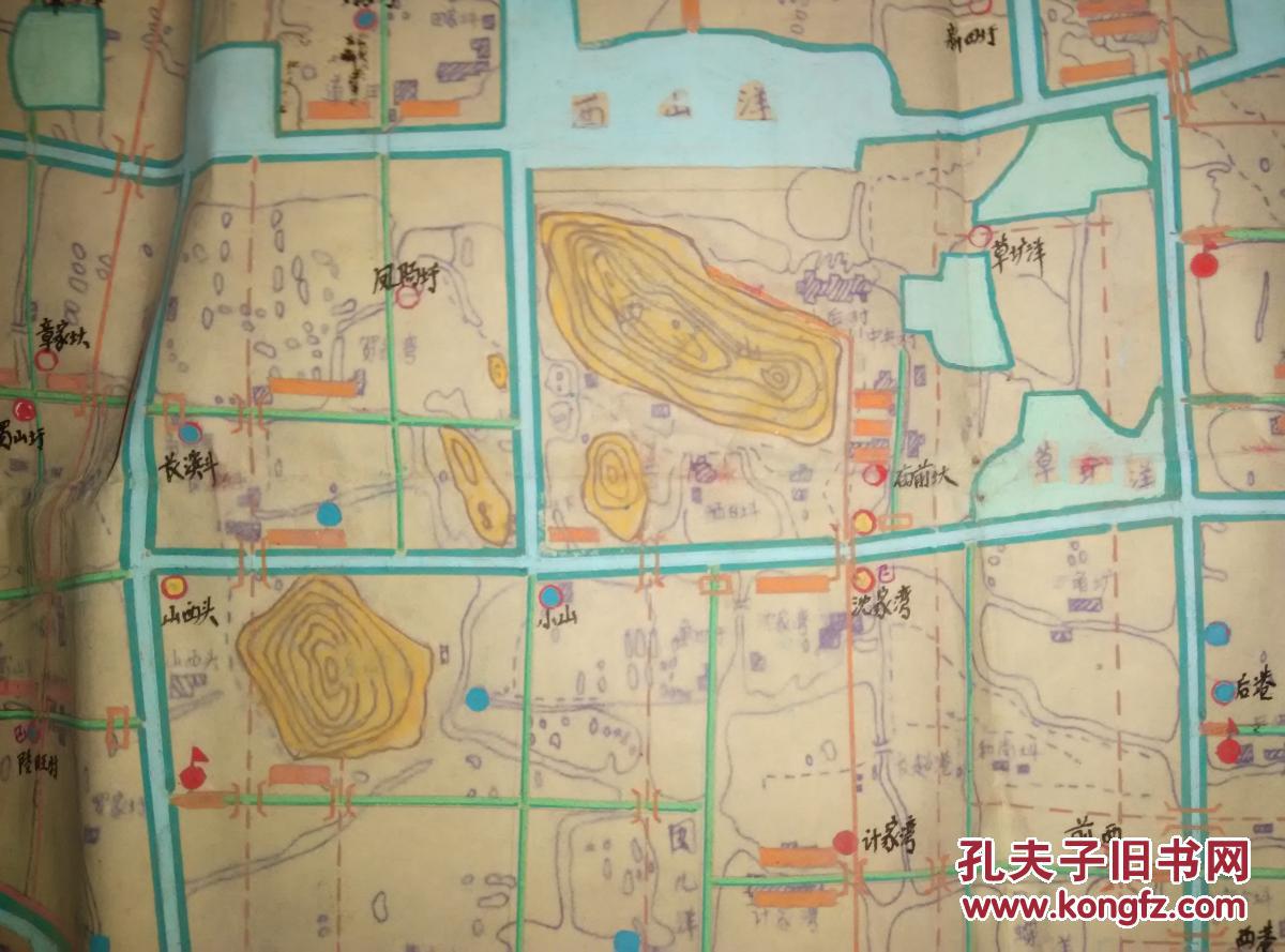 罕见手绘地图——五十年代末,六十年代初:"升山公社(湖州市内)规划图