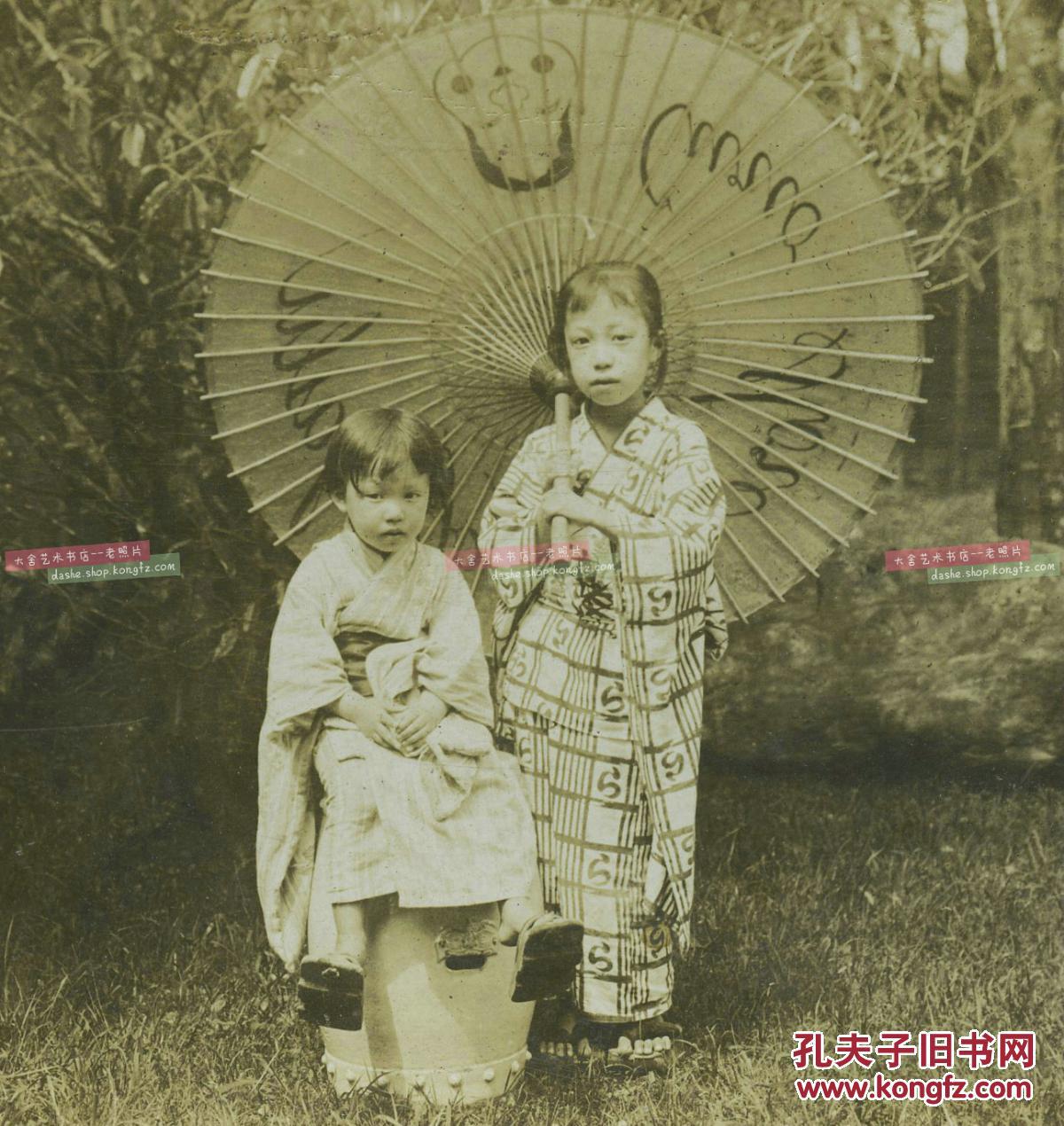 清末民国时期波凡克h.c.怀特立体照片公司--清代日本和服小女孩