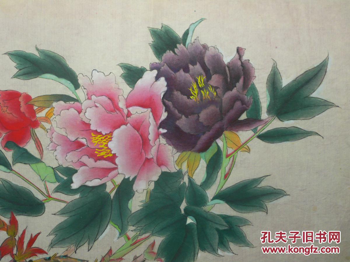 《迎风绽放牡丹花》(画家黄辉早期工笔画作品)
