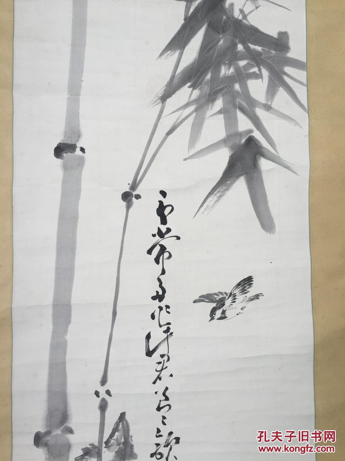 日本最后文人画家 松林桂月 花鸟 立轴 137/42cm保真