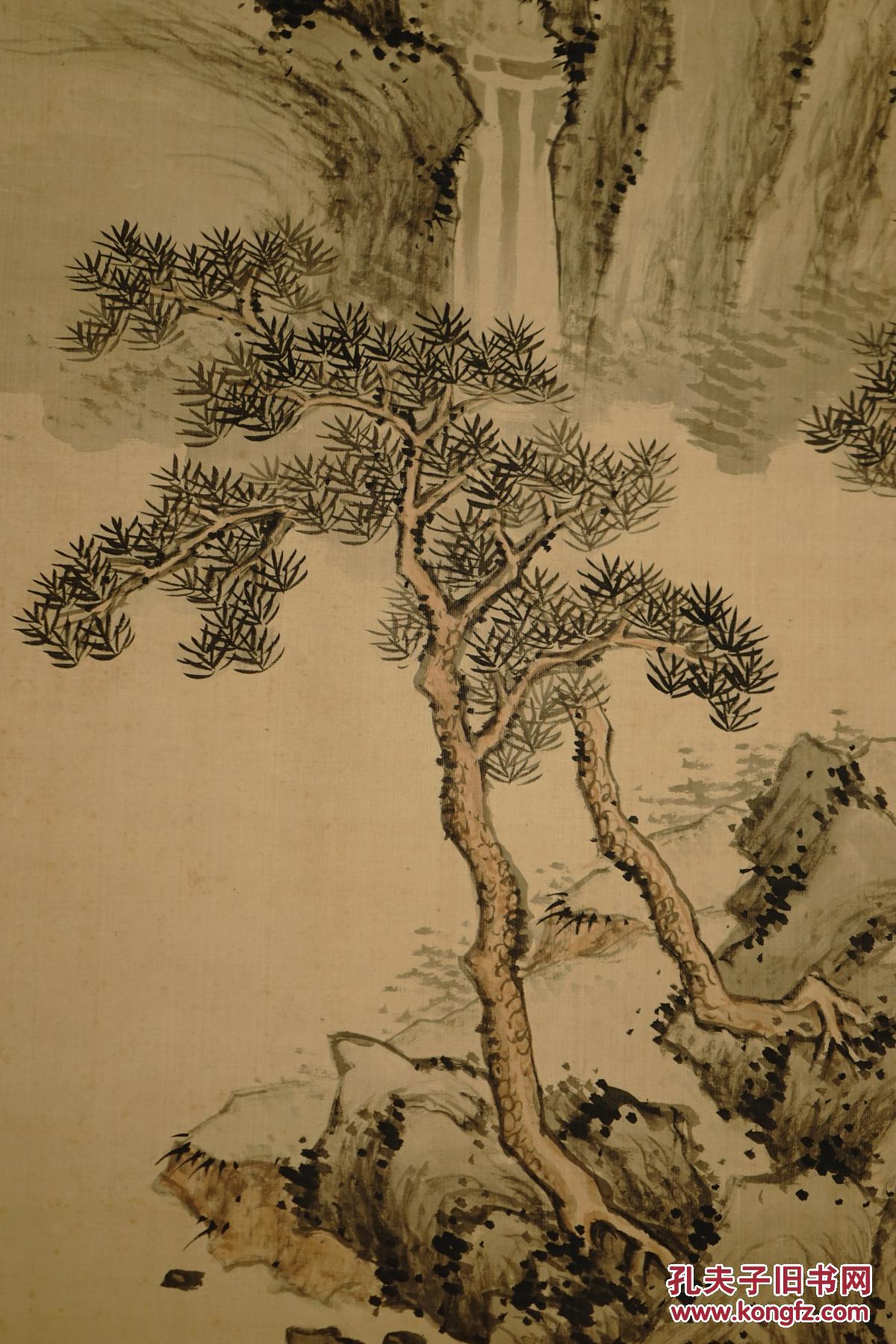 日根对山, 松风管弦图,日本画家,真迹非复制品,桃园东画法,z8