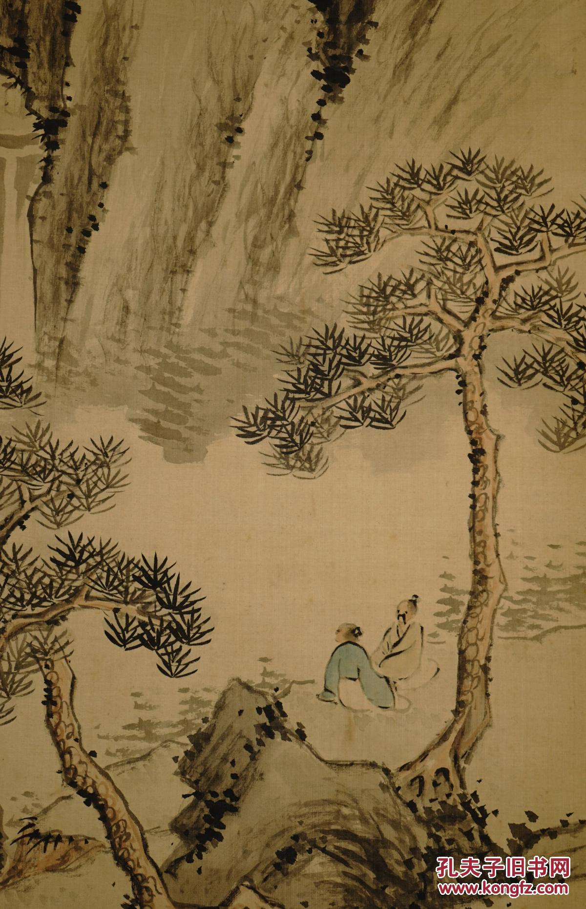 日根对山, 松风管弦图,日本画家,真迹非复制品,桃园东画法,z8