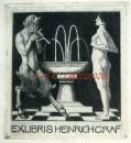 德国艺术家（Georg Mayr）铜版藏书票 —《牧神与裸女》 1916