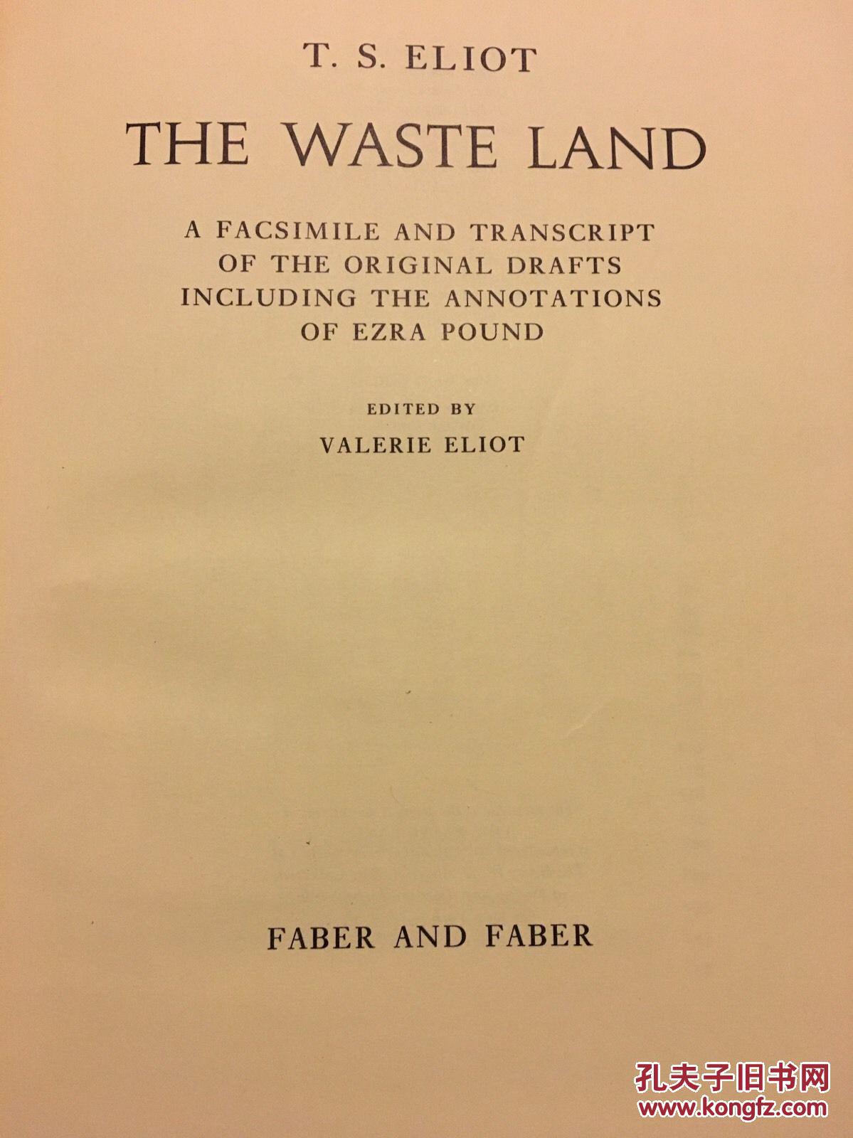 限量版,托马斯·艾略特著作,《荒原》1971年伦敦出版