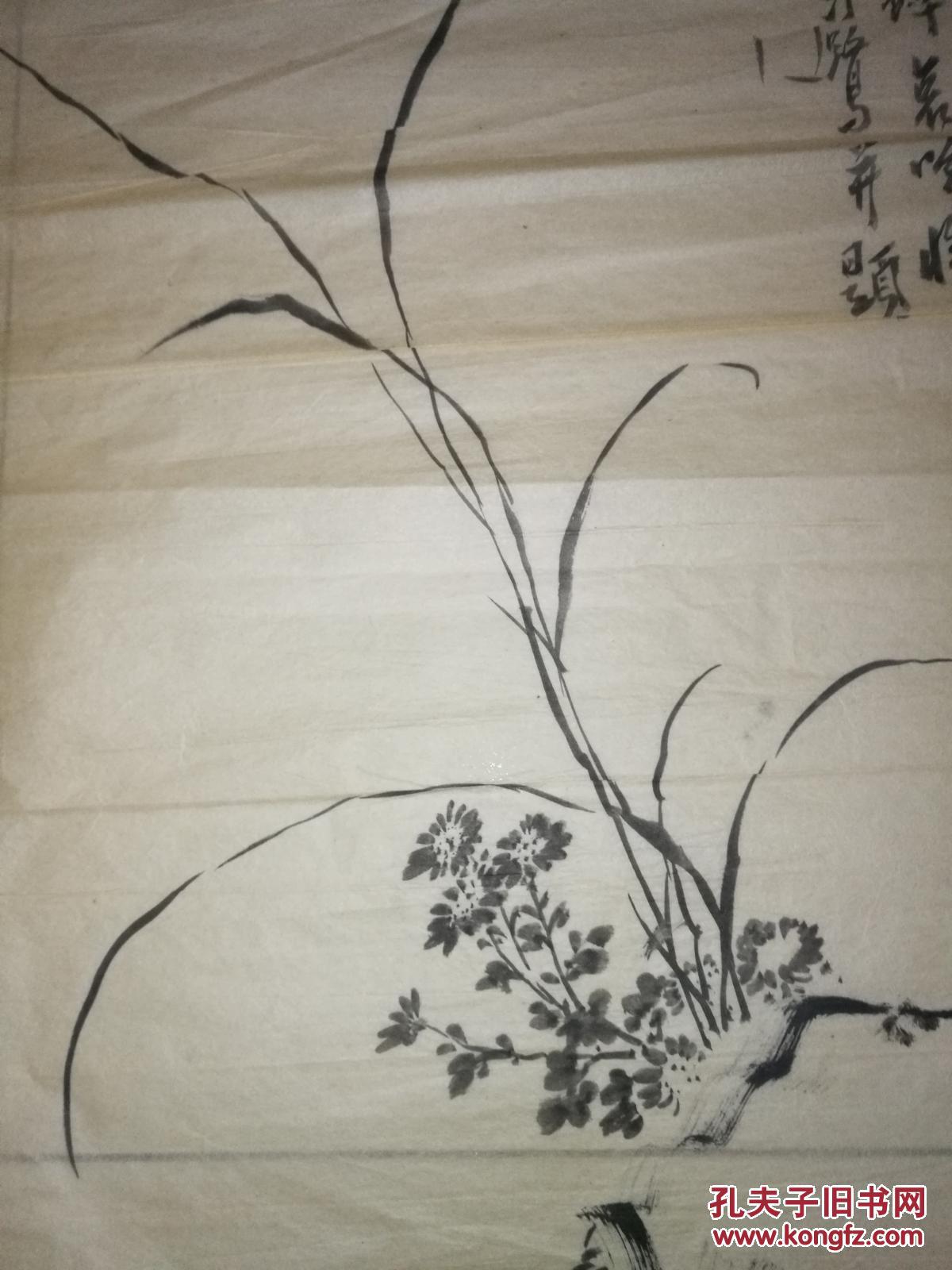 无锡著名画家胡汀鹭蜡扦花鸟纸片116x33