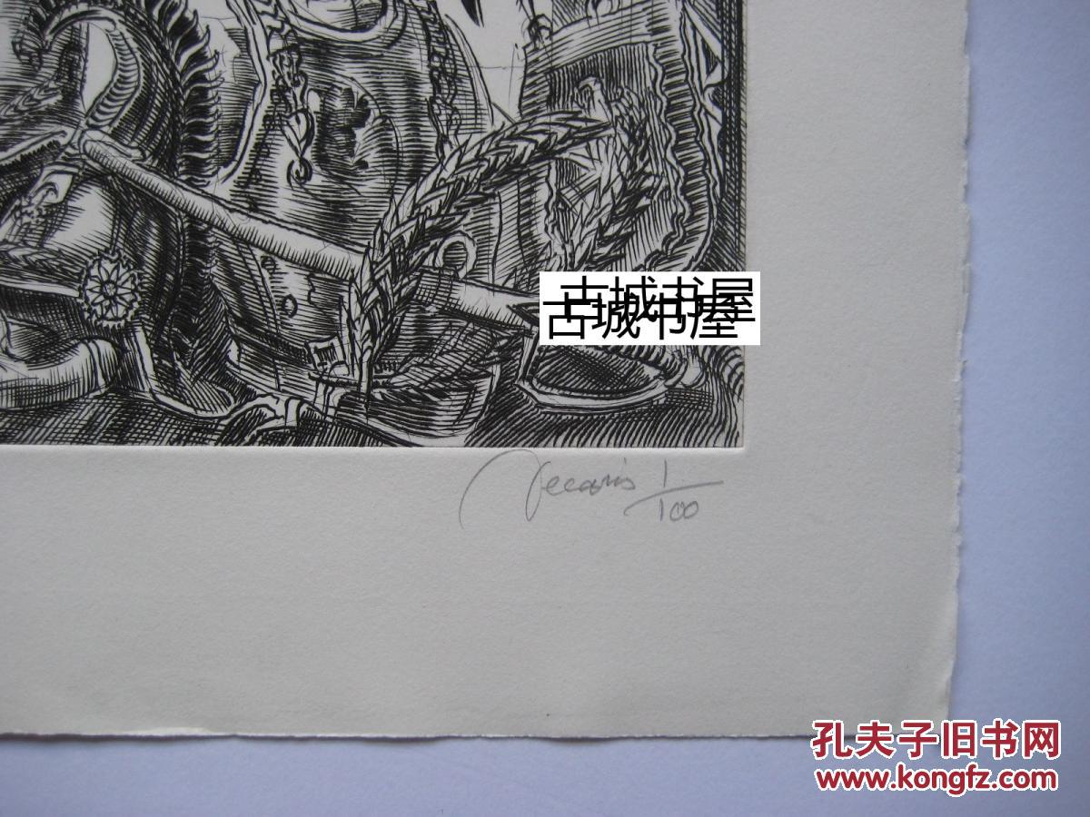 签名限量版 《著名画家albert decaris的原蚀刻版画:老鹰》 纸张尺寸