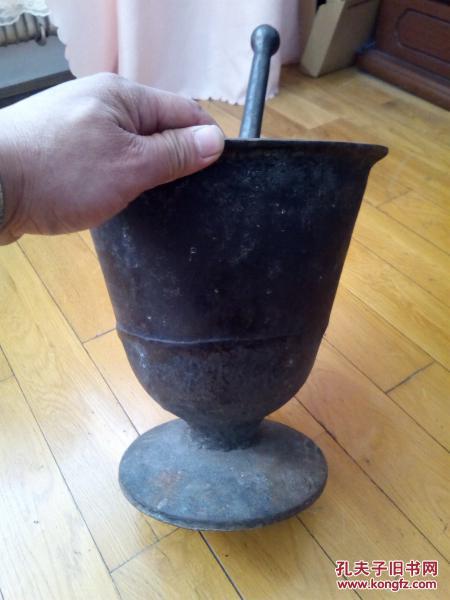 老铸铁蒜臼子捣药罐大号民俗老物件包老包真