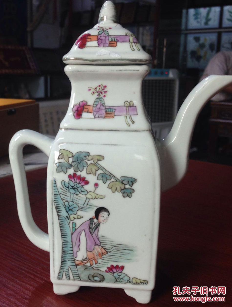 民国名家唐子桢作仕女小酒壶