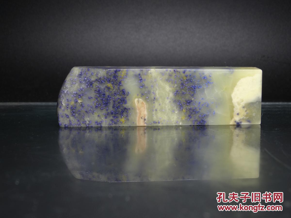 旧藏老料青田石封门蓝星满天星印章石料寓意吉祥质地透彻石中君子石性