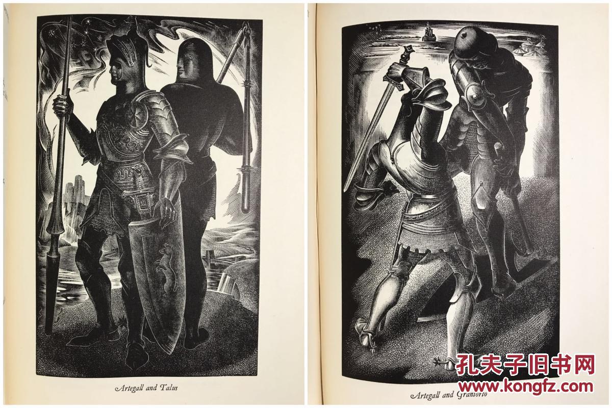 thefaeriequeen斯宾塞仙后agnesmillerparker签名黑白木刻插画两巨册