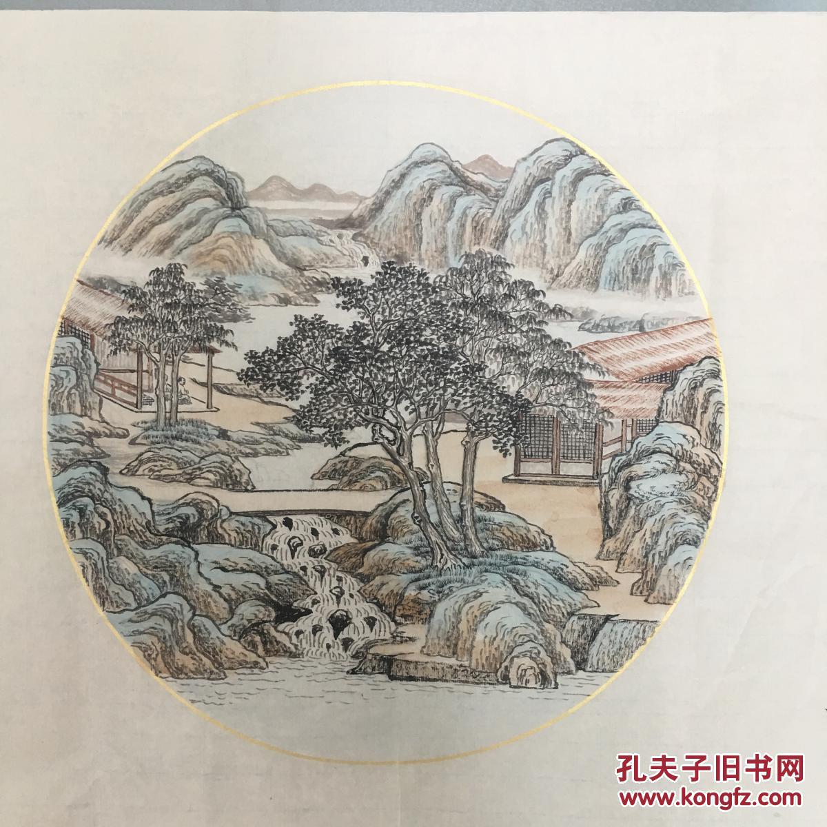 纯手绘工笔山水团扇,作品精细,高雅有品位