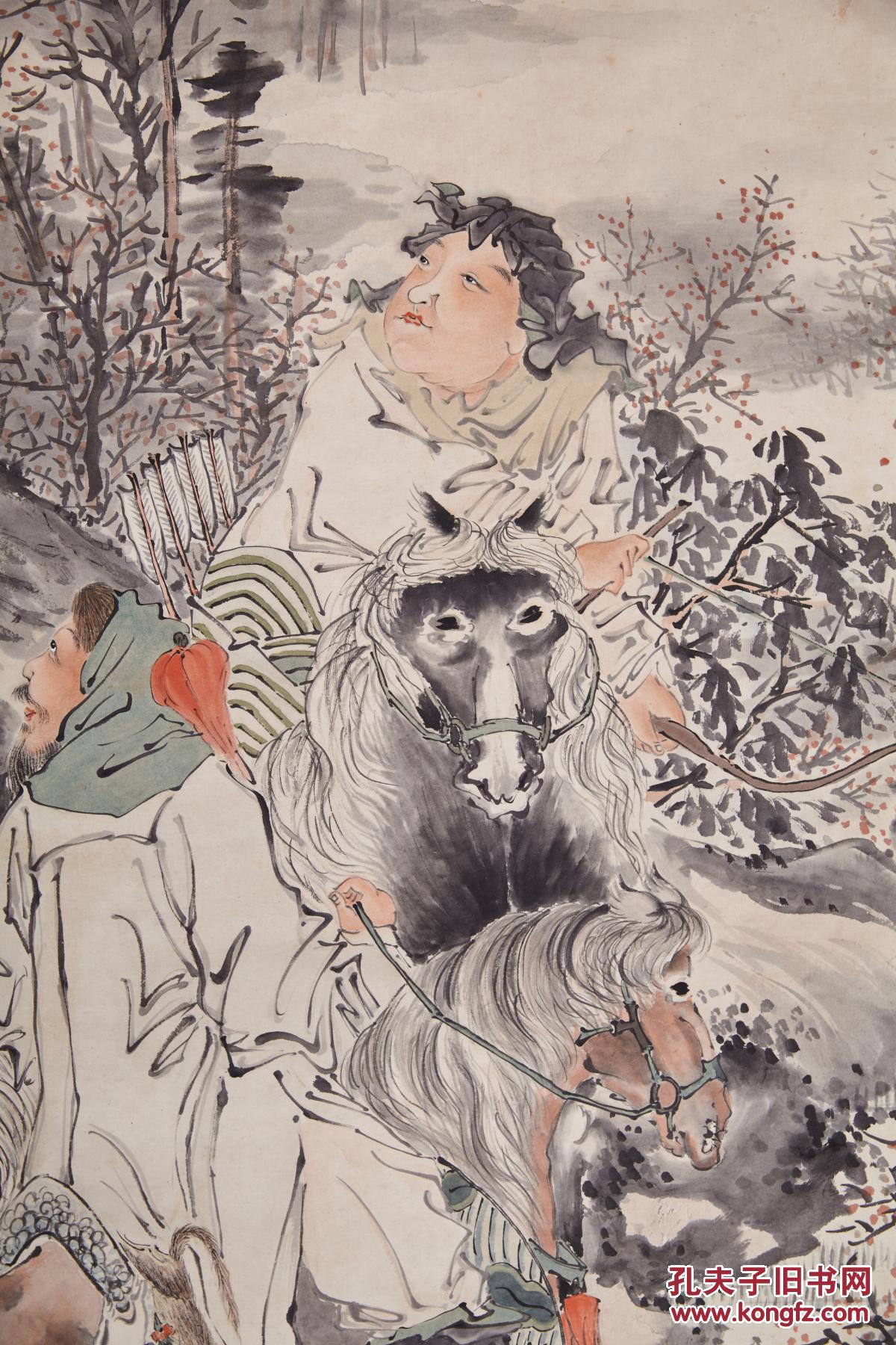 黄润日本回流纸本立轴射雕图