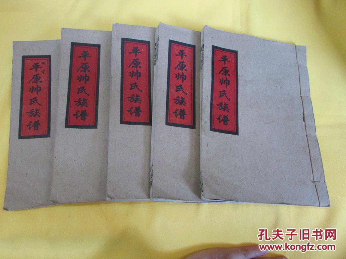 平原帅氏族谱共五卷本网仅存现货1996年版线装