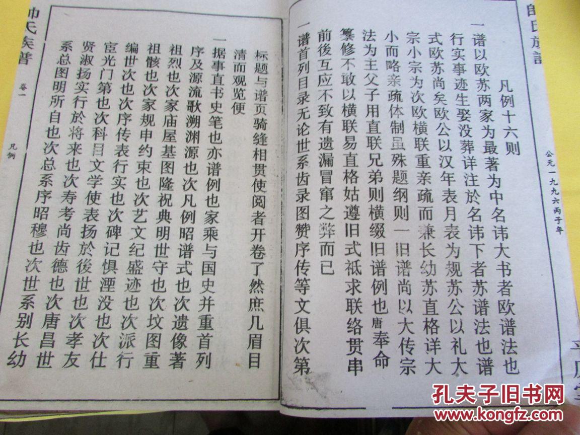 平原帅氏族谱共五卷本网仅存现货1996年版线装