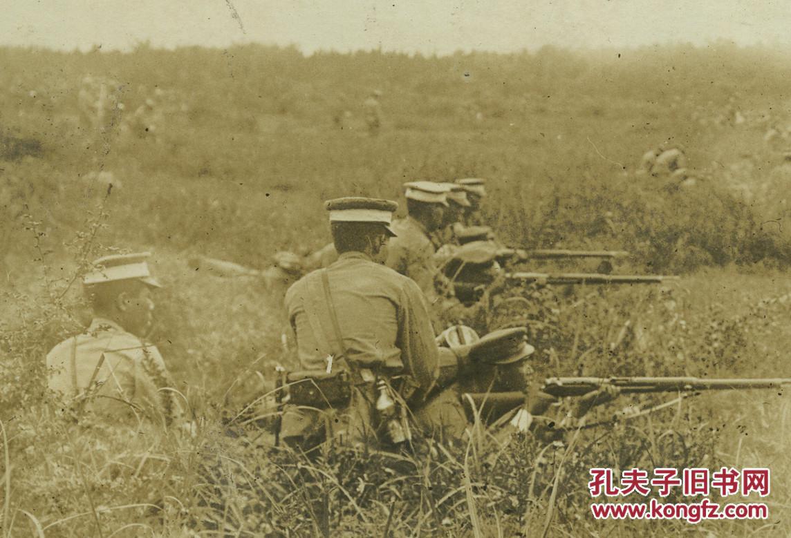 民国侵华日军陆军进行军事演练演习老照片一张,13.5x9厘米