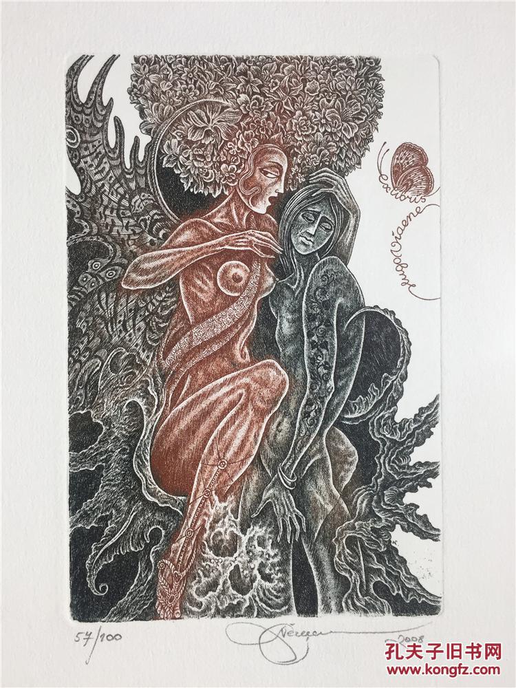 拉脱维亚娜塔莉亚铜版画外国藏书票原作7