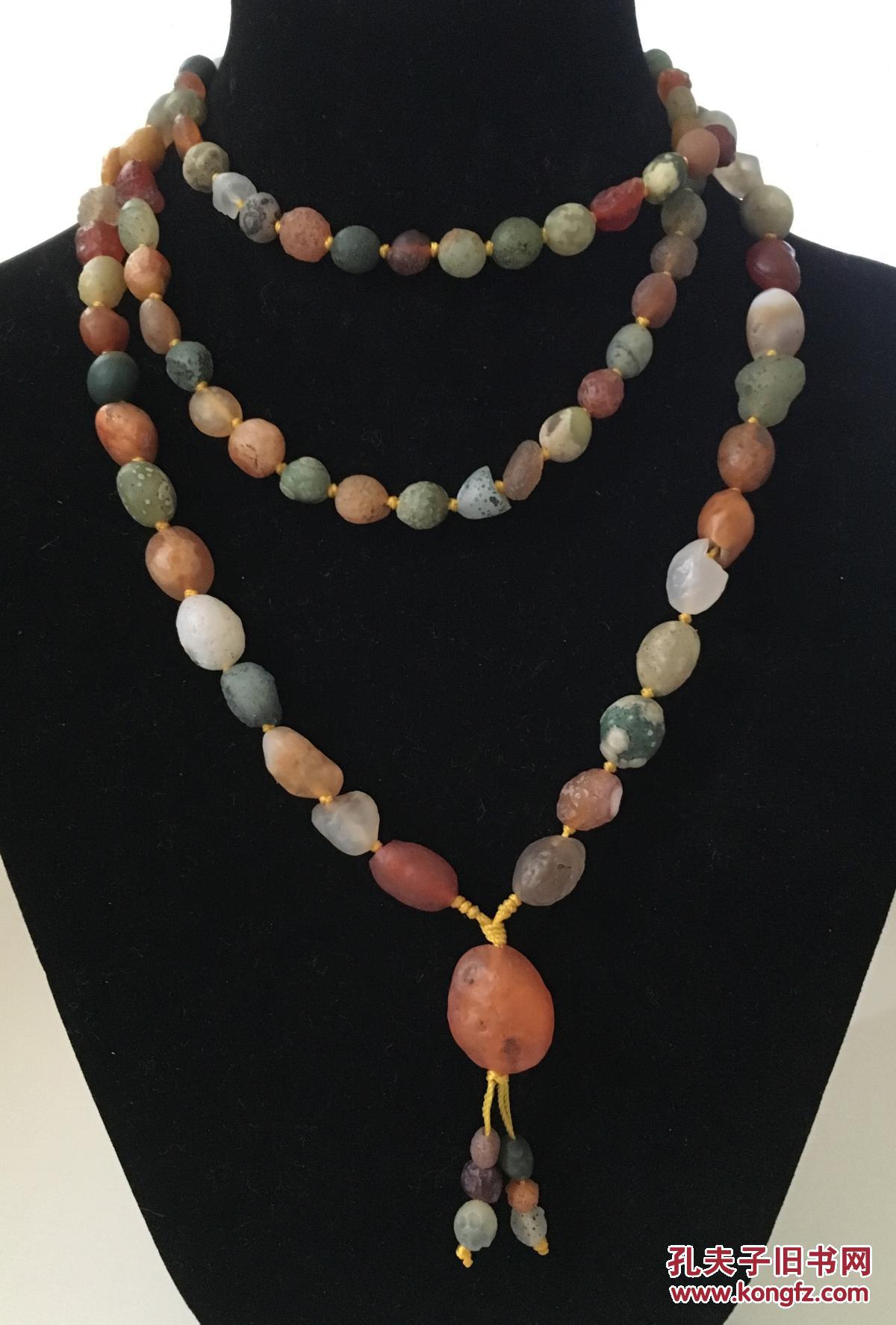 阿拉善彩珠玛瑙串,108颗,可毛衣装饰,可手串配之.