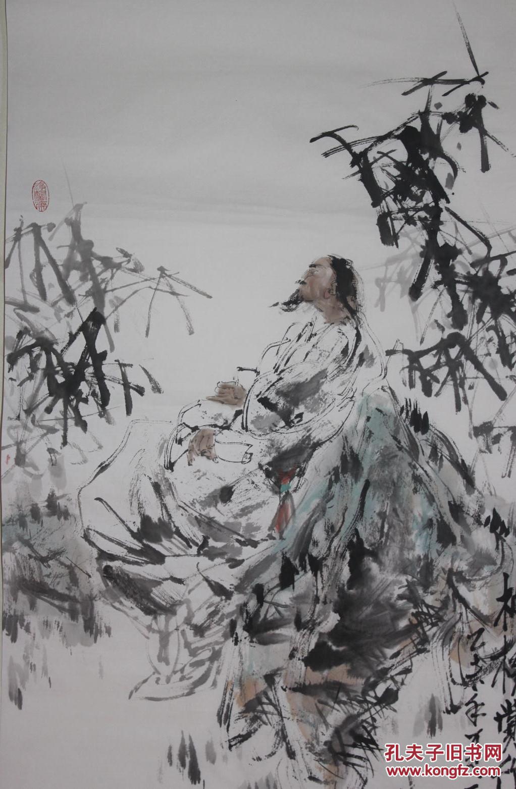 著名画家杨西沐老师纯手绘三尺板桥赏竹图