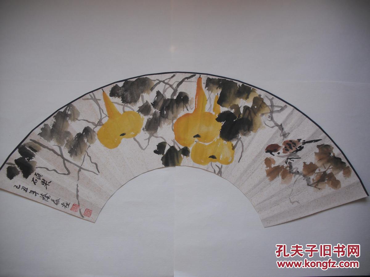 牛荫泰老师之佳作 《麻雀葫芦》扇面 折扇