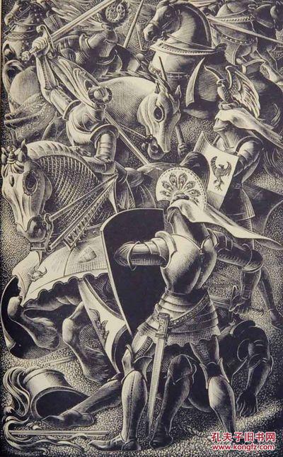 斯宾塞著《仙后1-2卷》 米勒·帕克精美原创木刻版画,1953年出版