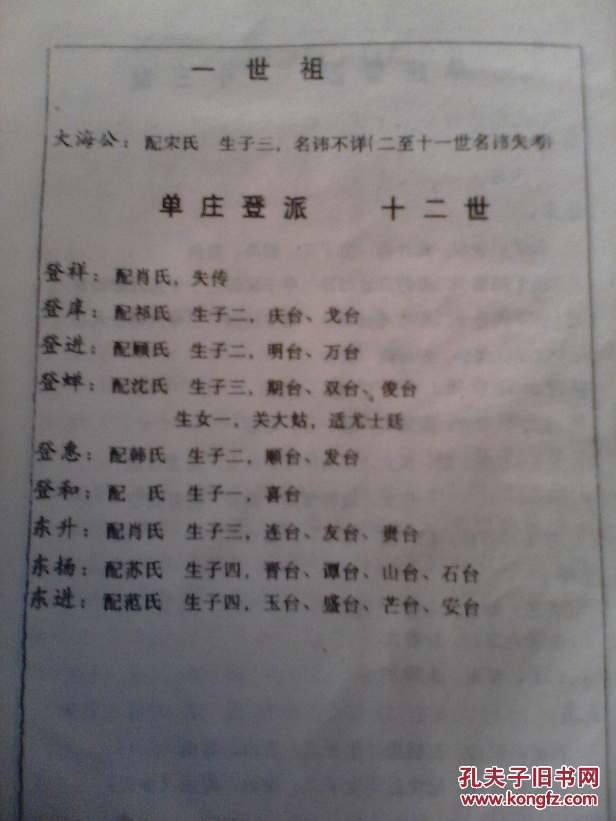 复印件单氏宗谱南安堂建湖支16开268页1991年续修本