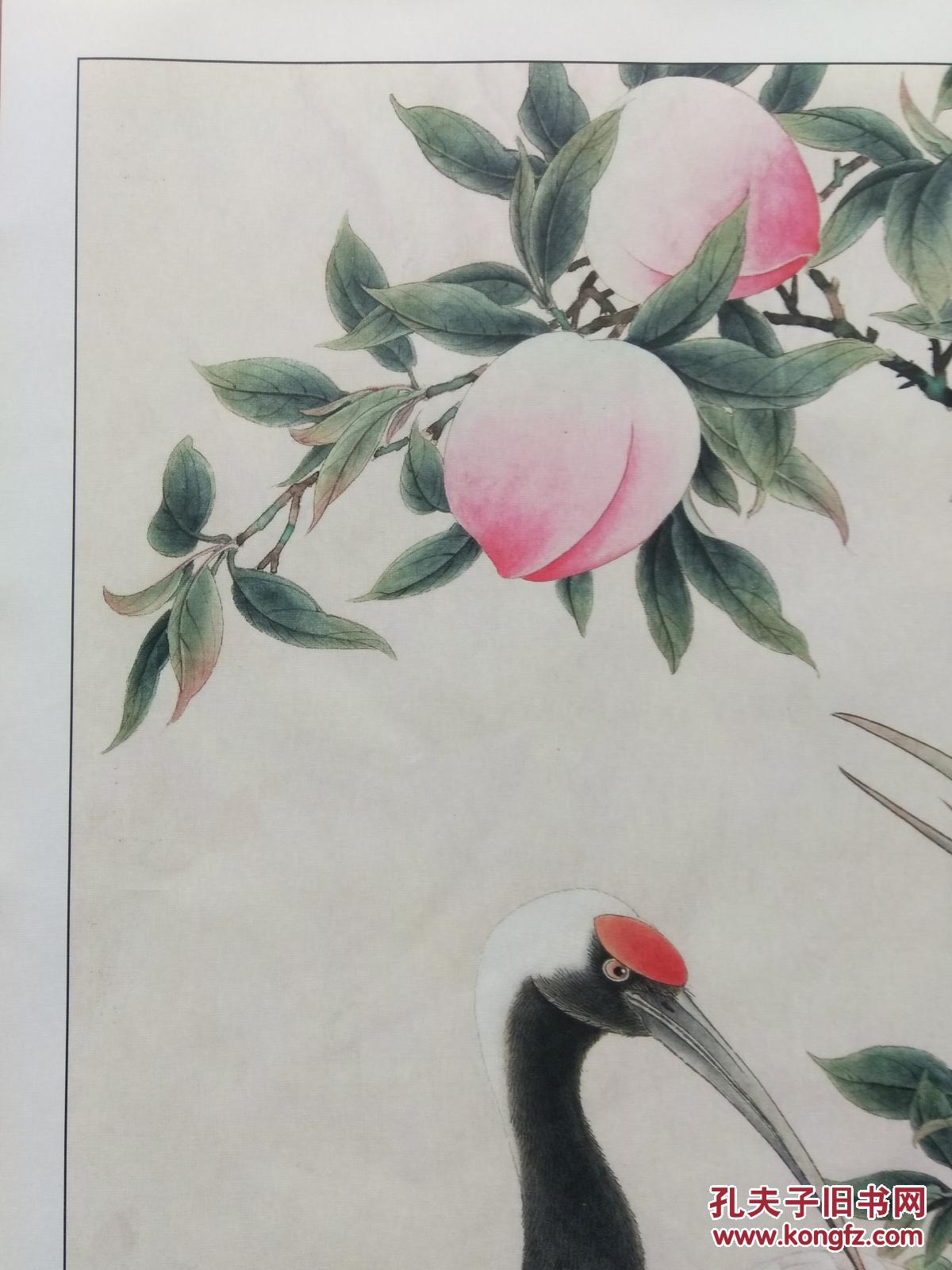 仙鹤寿桃图 绢丝布材质 拍前请看清楚描述 否则请勿参拍