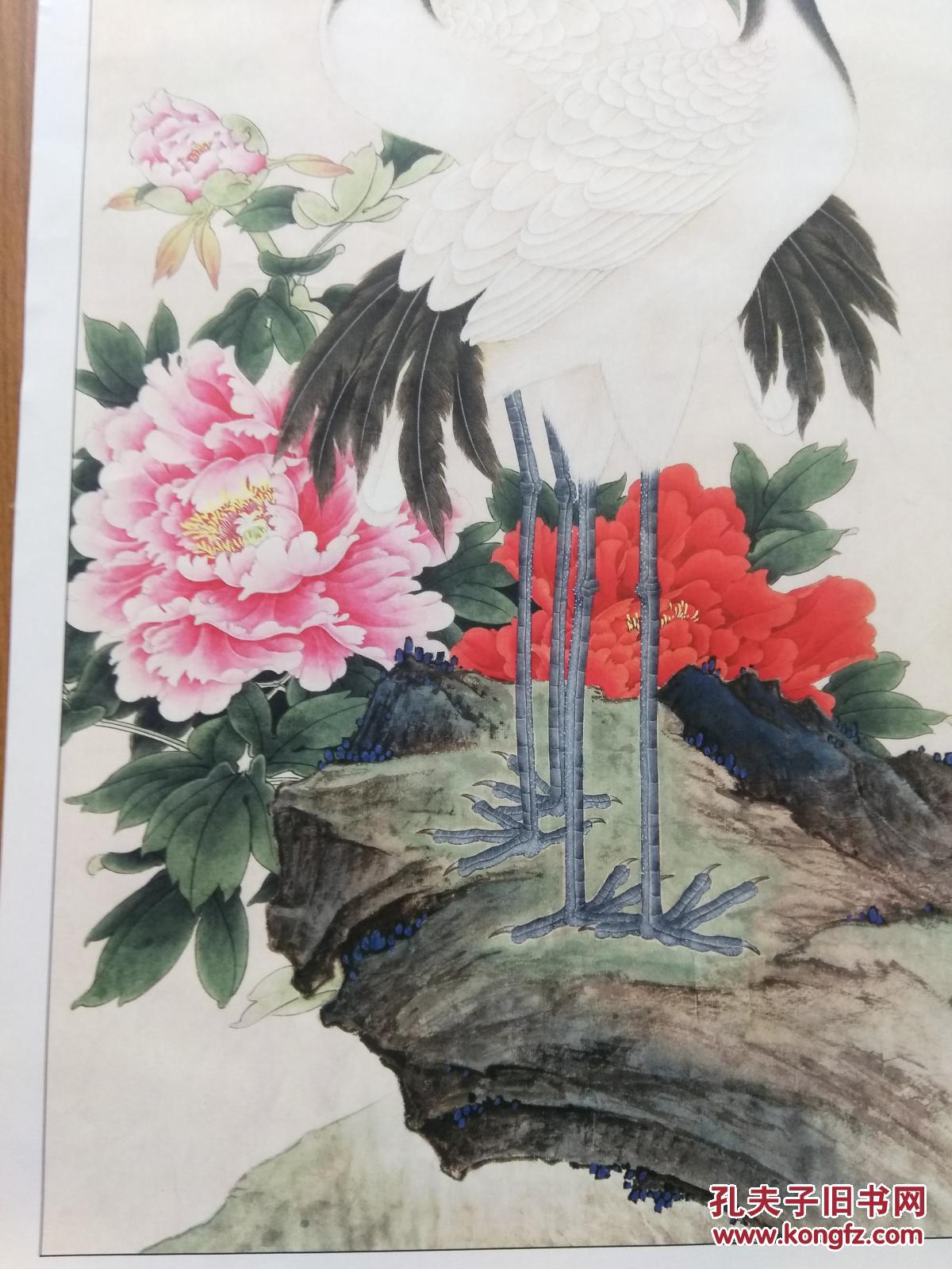 仙鹤寿桃图 绢丝布材质 拍前请看清楚描述 否则请勿参拍