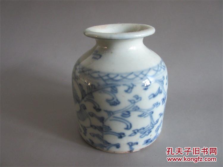 清代嘉道时期青花瓷器小水盂包老文房用品古玩历史记忆民俗收藏品 孔夫子旧书网