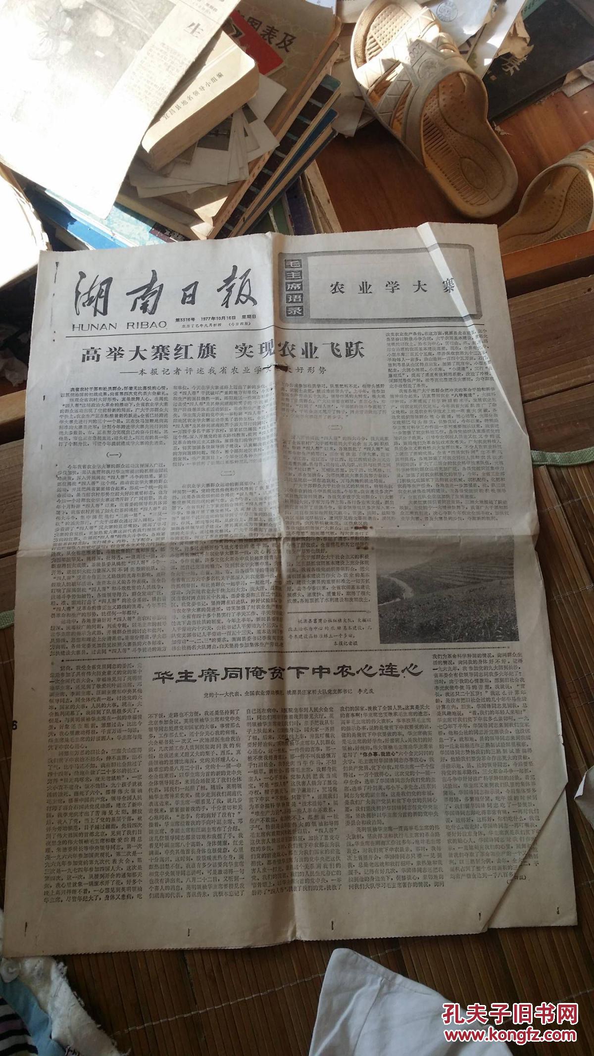 一张原版老报纸4开残报不全只有二版湖南日报1977年10月16日bx02