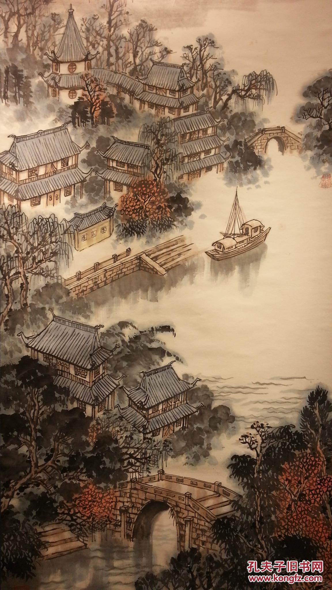 7996(转店铺 纸本名家手绘寒山寺山水 包老包真!