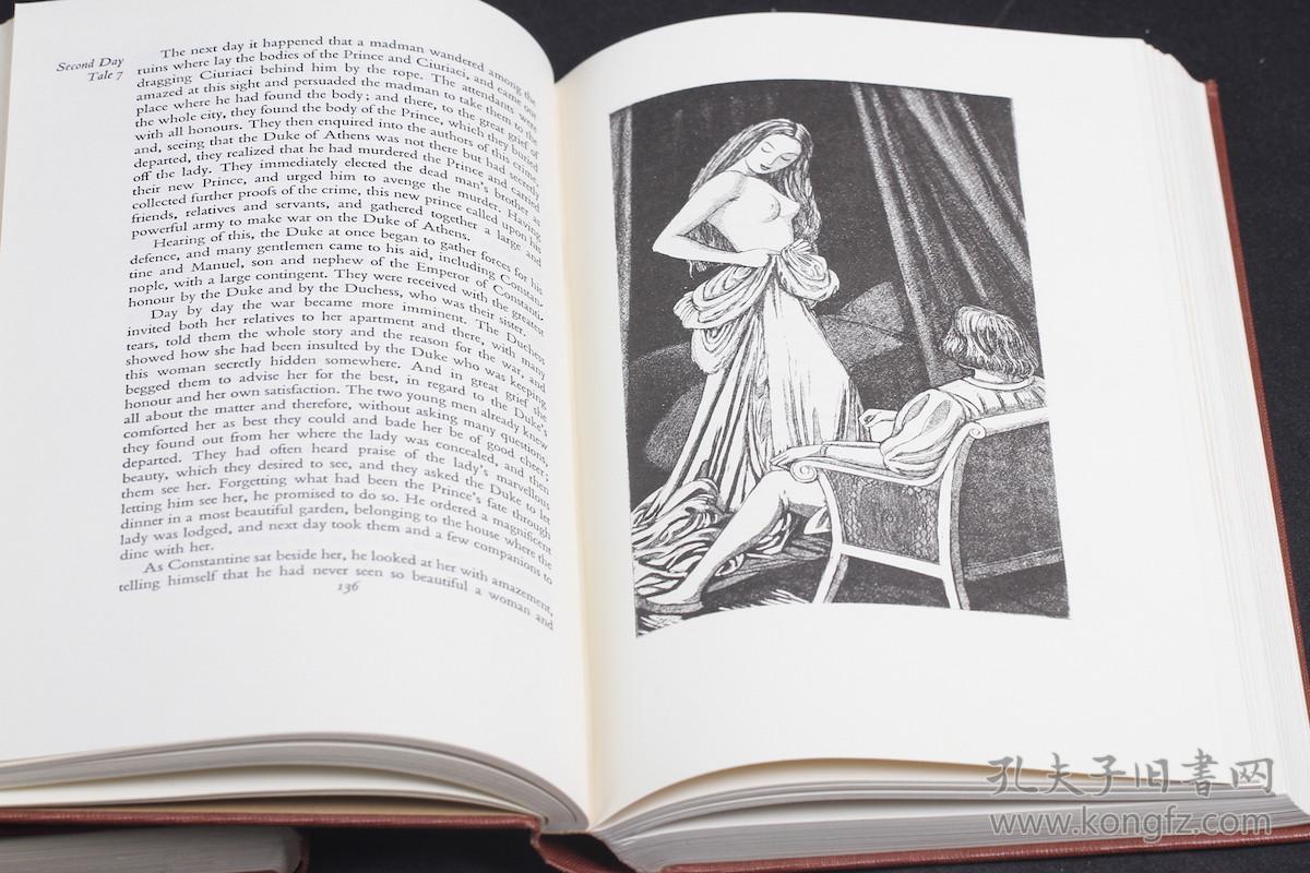 英文原版古董书thedecagonofgiovanniboccaccio薄伽丘十日谈插图本两