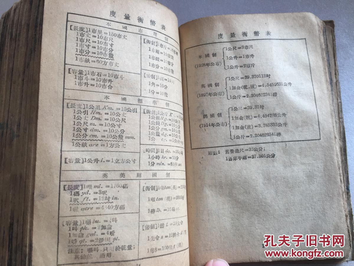 图 民国版王云五小辞典第二次增订本内有胡适笔画号码歌 王云五发明四角号码检字法 标点符号表 国语文法 表 度量衡币表 中外度量衡基本单作折合简表 笔画索引等等赠书籍保护袋 藏渊阁