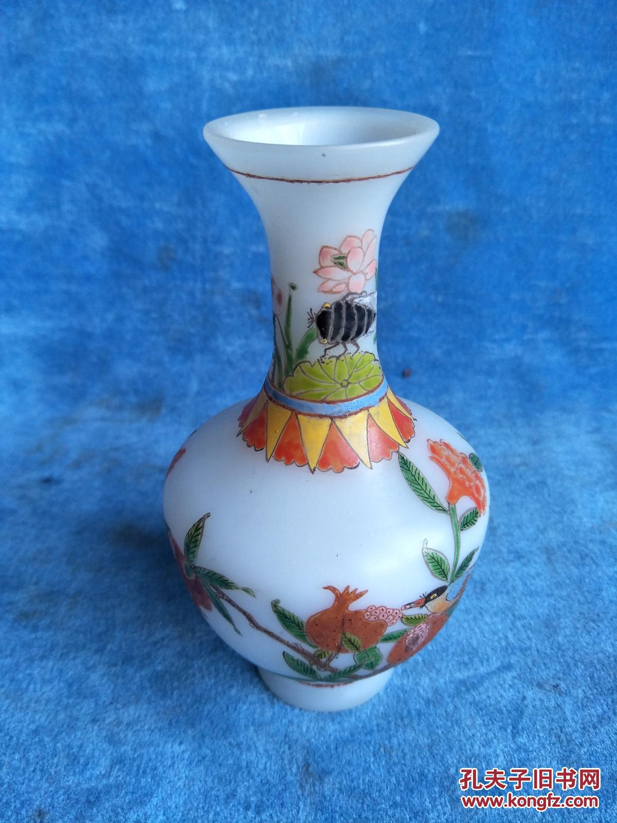 回流清代乾隆时期老琉璃彩绘花瓶 拍品编号:29339058