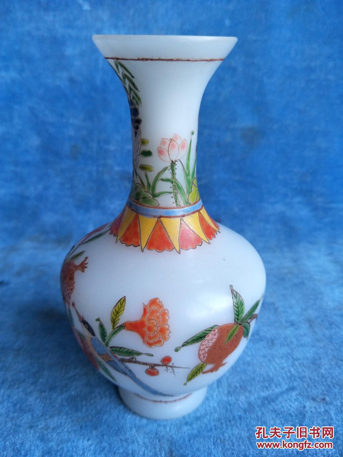 回流清代乾隆时期老琉璃彩绘花瓶 拍品编号:29339058