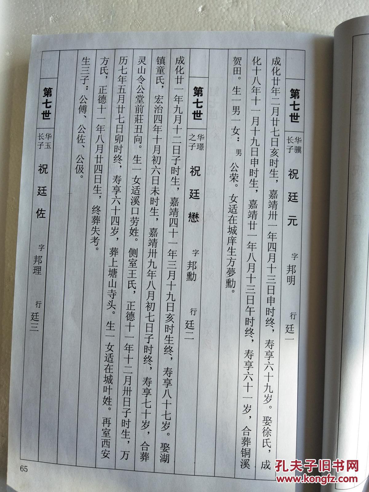 沐尘祝氏宗谱 (卷二) 谱稿 大16开 410页 复印本