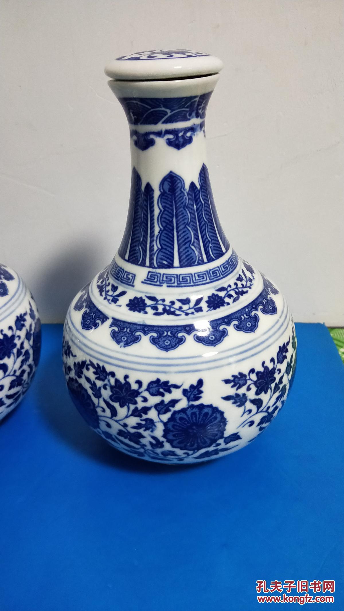 景德镇制青花瓷酒酒瓶一对如图酒瓶瓷酒瓶空酒瓶