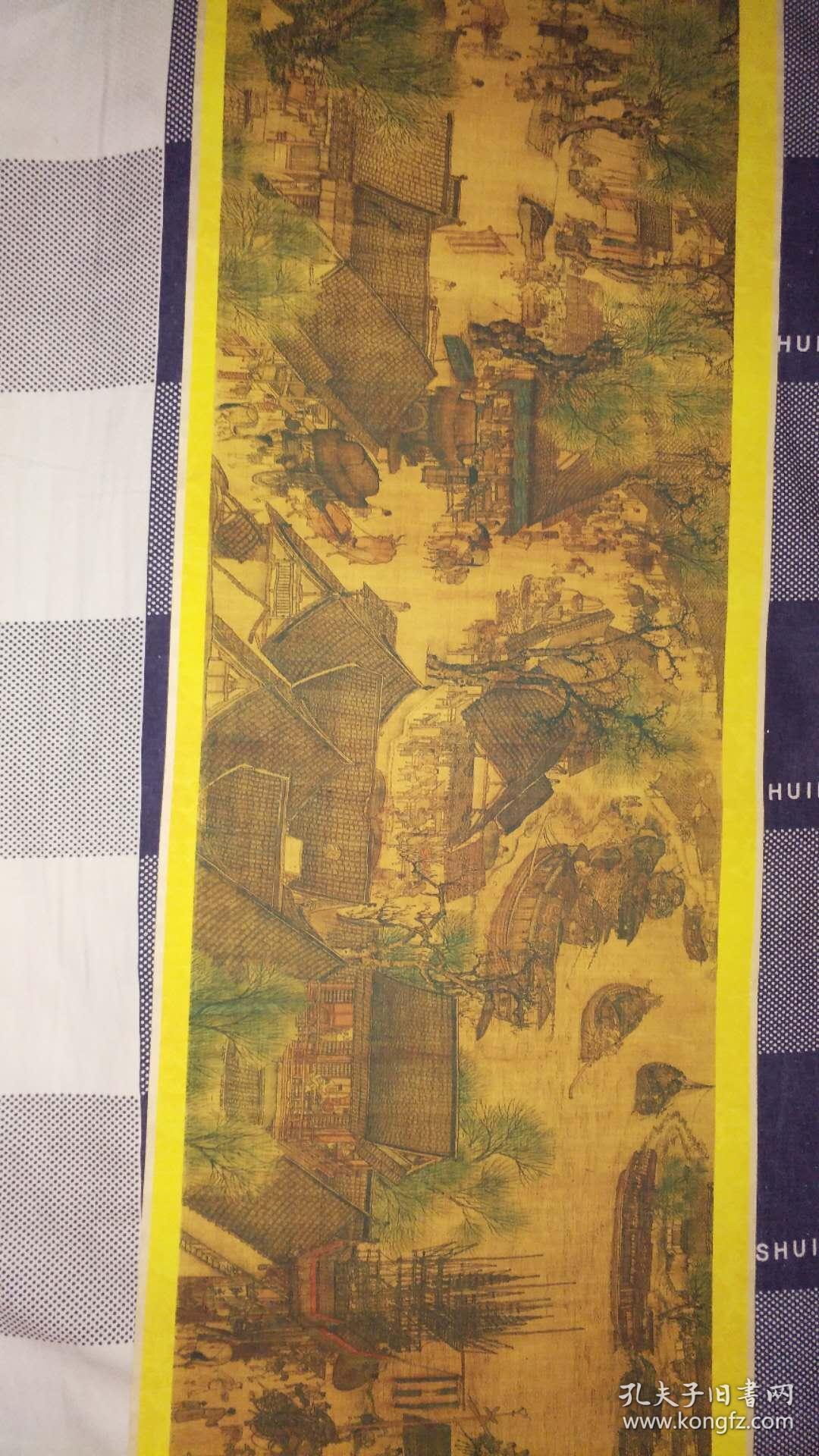 国宝三绝兰亭序富春山居图清明上河图丝绸精裱皮盒子一箱镀银得银条