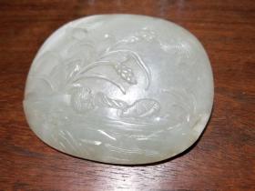 清代 和田玉 青白玉 老玉 古玉 旧玉 乾隆 岁岁平安 瓦子