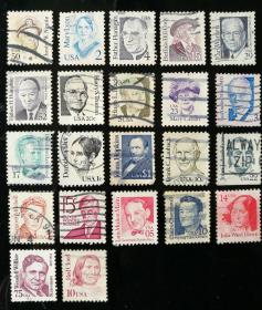 外邮：美国“历史人物”邮票（22枚，信销票）