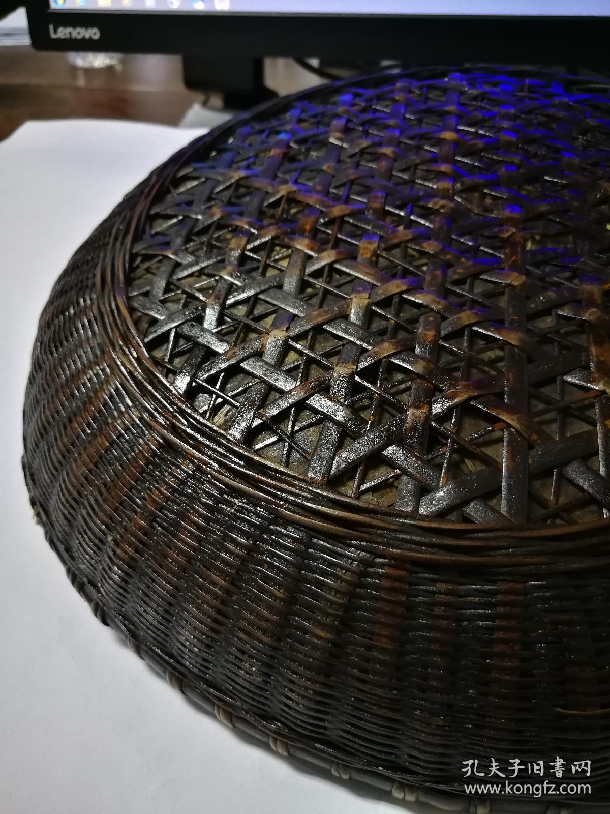 徽州老竹编直径32cm保存较好女子做鞋刺绣用的针线盘