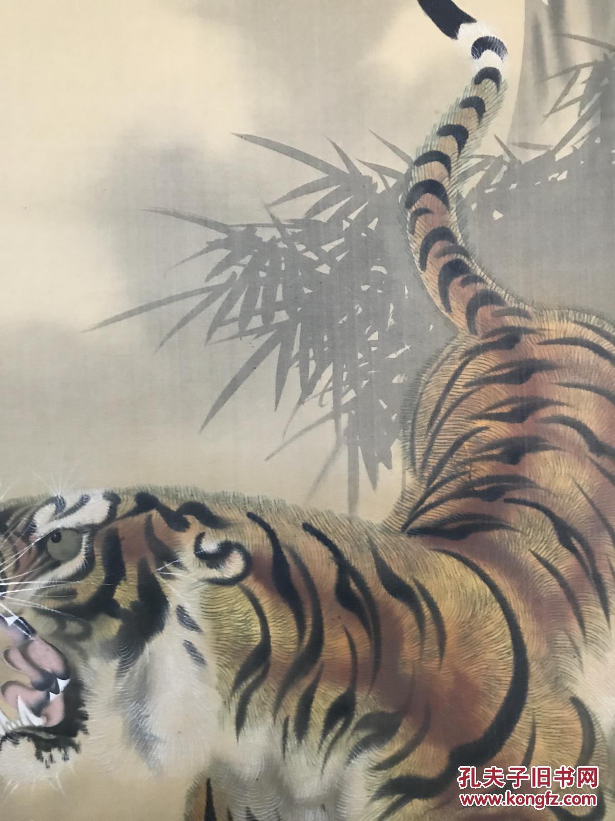 绢本下山虎 115x41厘米