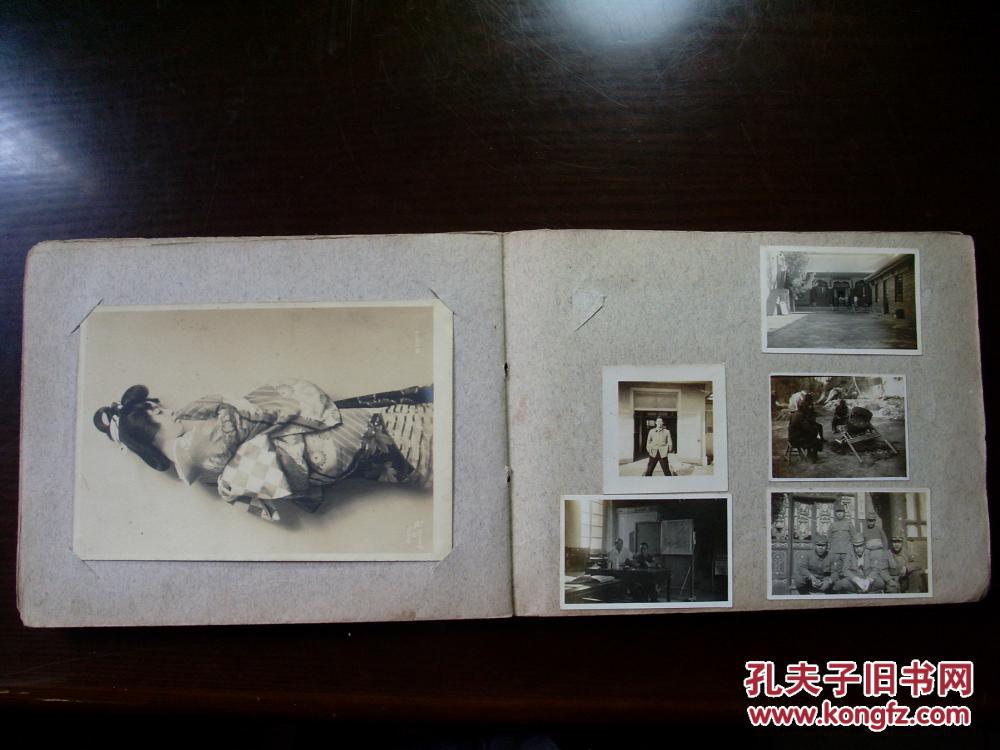 侵华日军相册一本,有大小相片55张,另个人写真照片带册2张合卖
