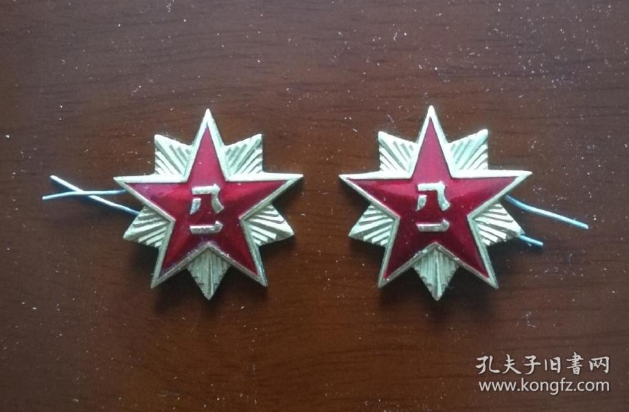 退役 解放军87式 陆军军服领花 一幅 包邮局挂号邮寄