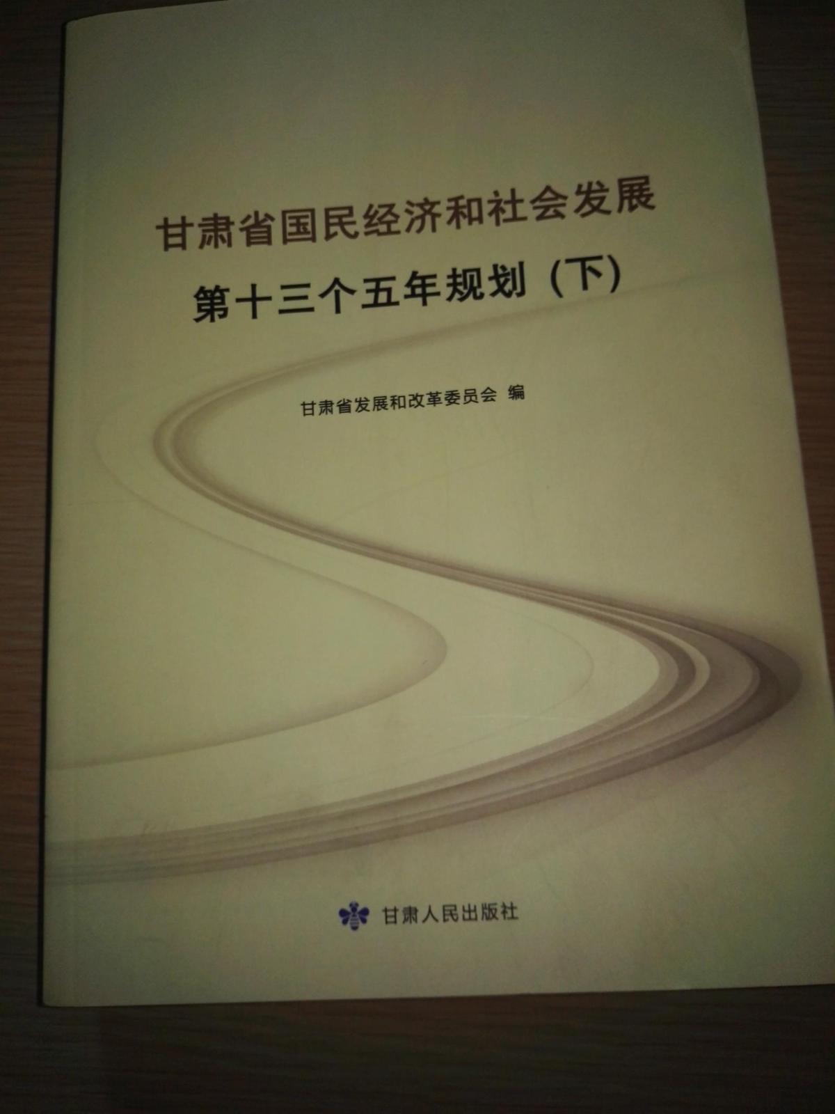 甘肃省国民经济和社会发展 第十三个五年规划（下）【全新正版 仅印800册 】