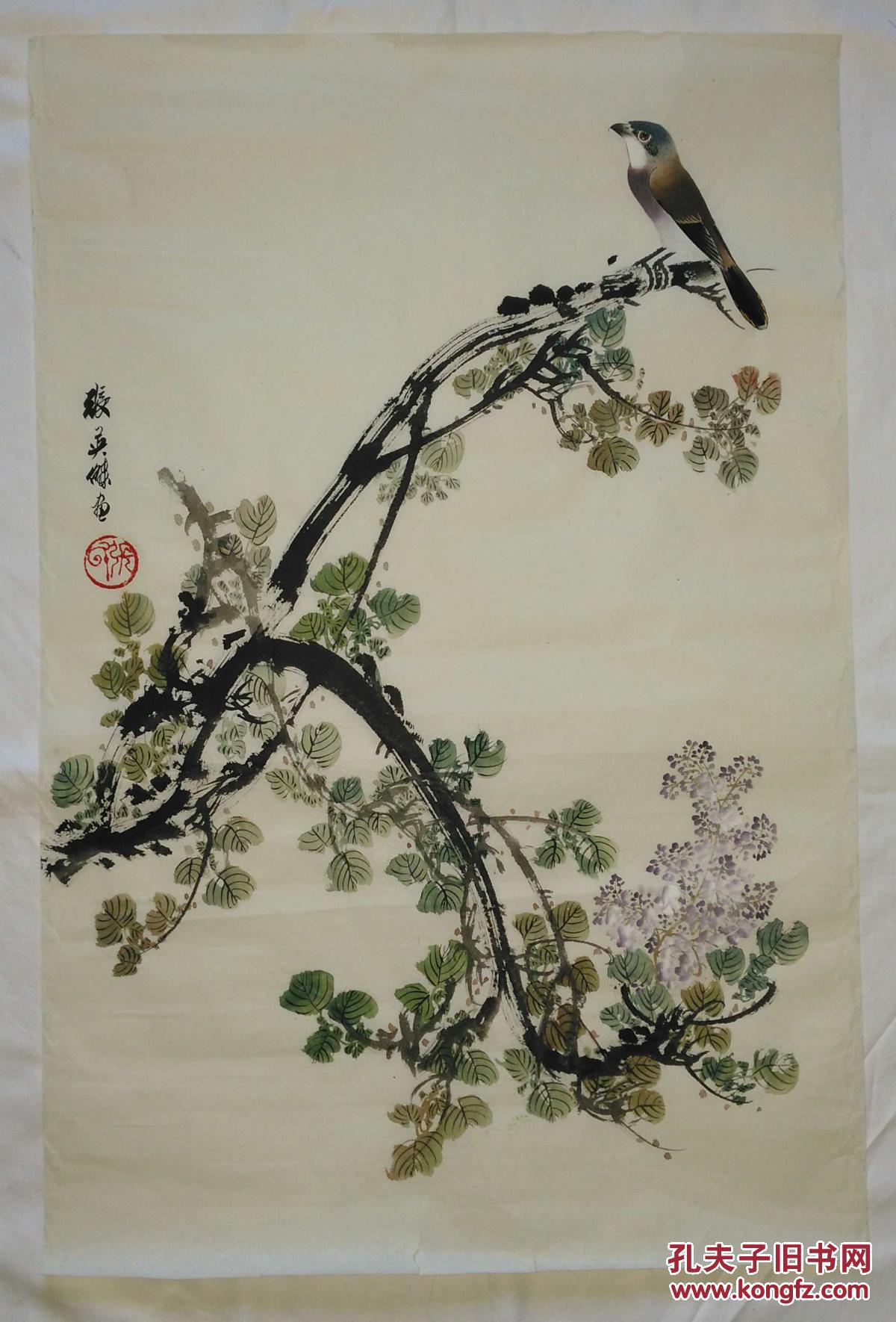 手绘真迹国画:溥佐弟子张英杰花鸟画