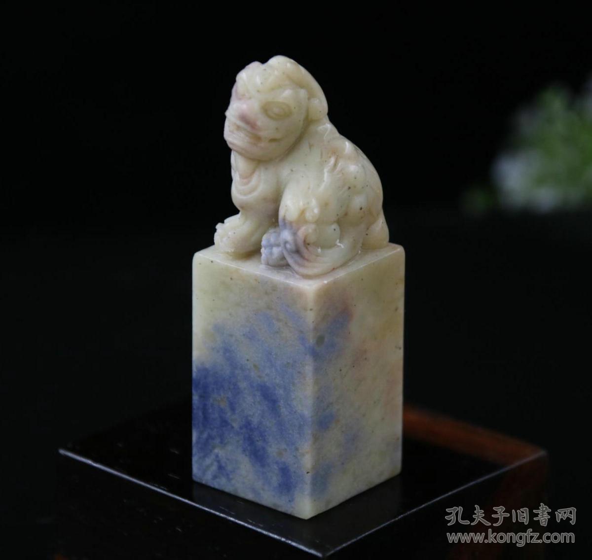 青田石--封门蓝带雕钮--标准软料