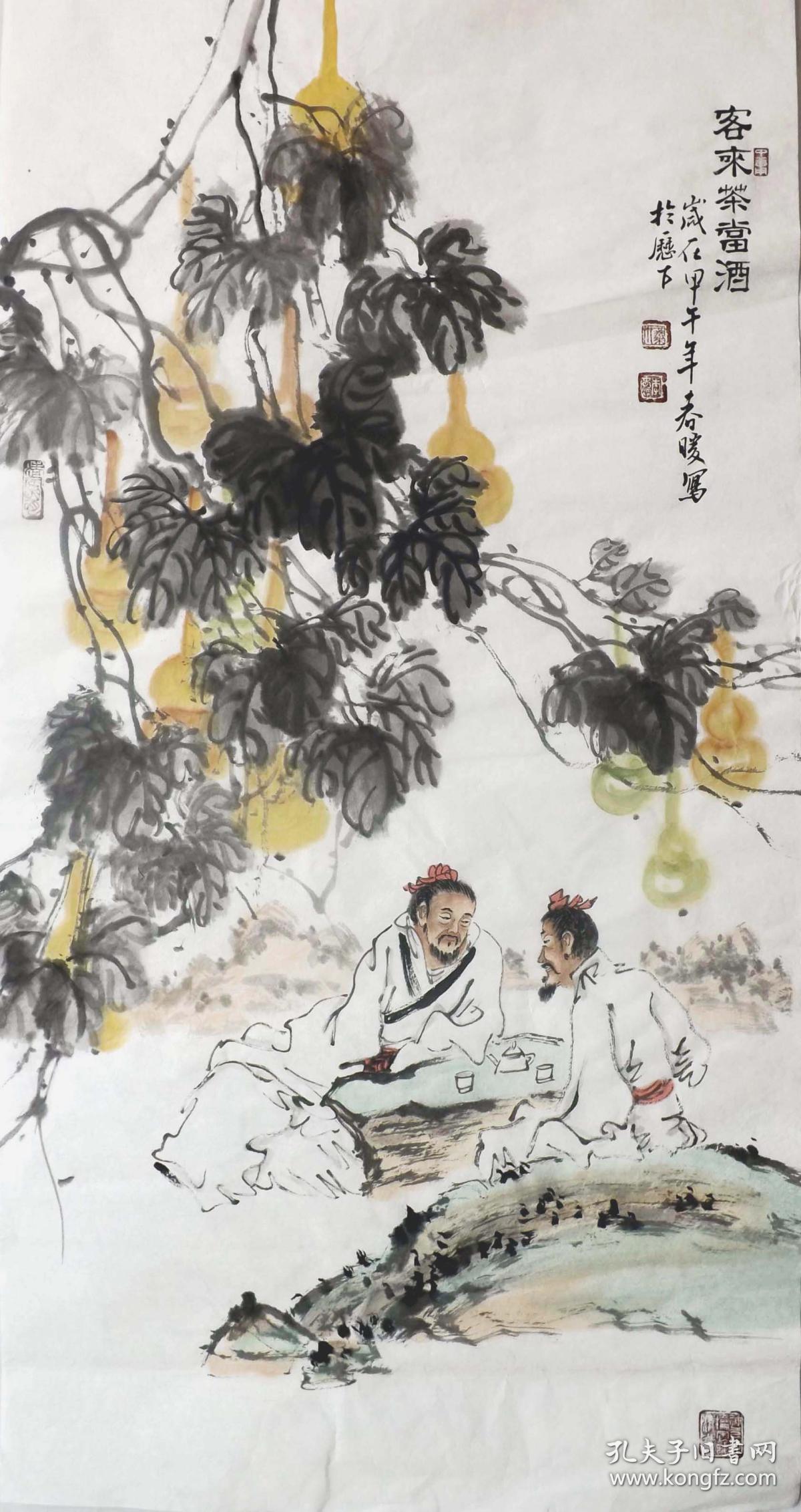 保真著名画家李春暖三尺人物画精品3707