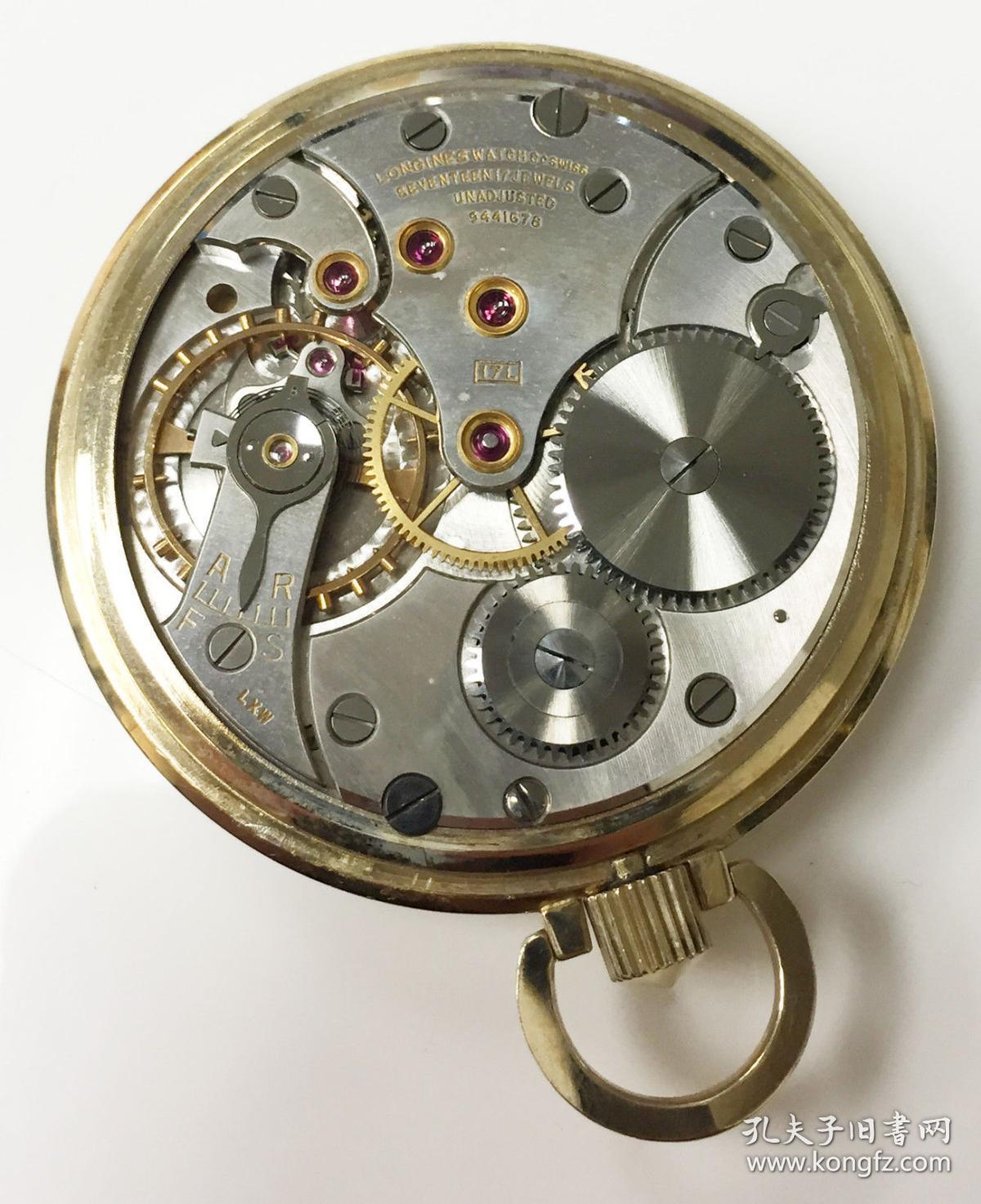 10k金17钻红宝石机芯浪琴怀表原盒原装,正常运行年代:1942