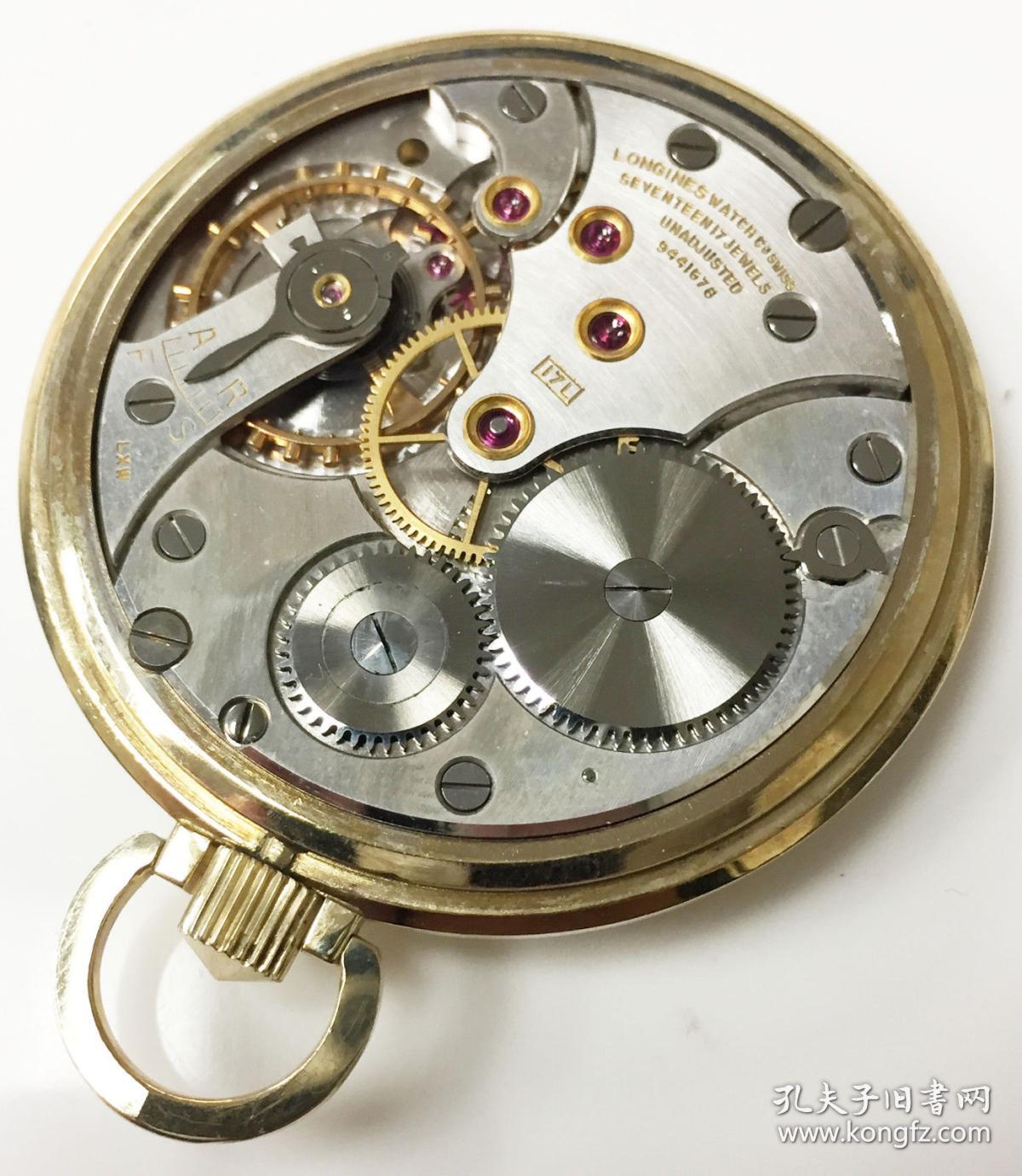 10k金17钻红宝石机芯浪琴怀表原盒原装,正常运行年代:1942