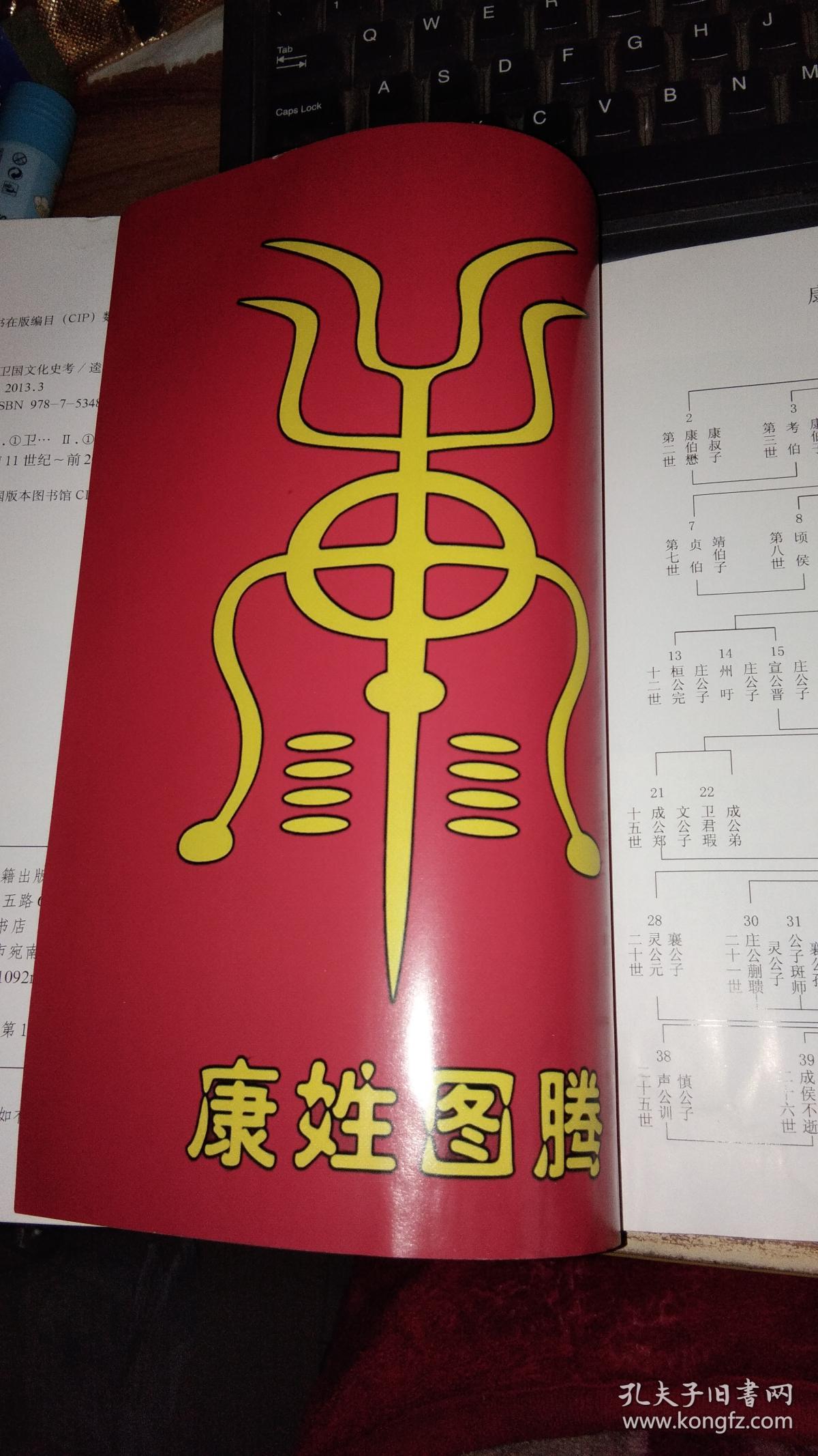 卫国文化史考【内有康姓图腾,康叔世家谱系图,插图本】如图,一版一印